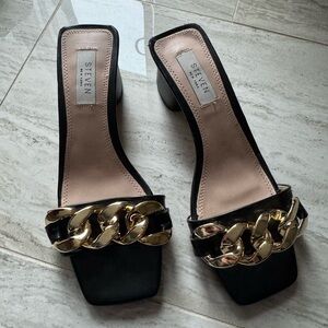 Women’s Black Sandals With Gold Accents